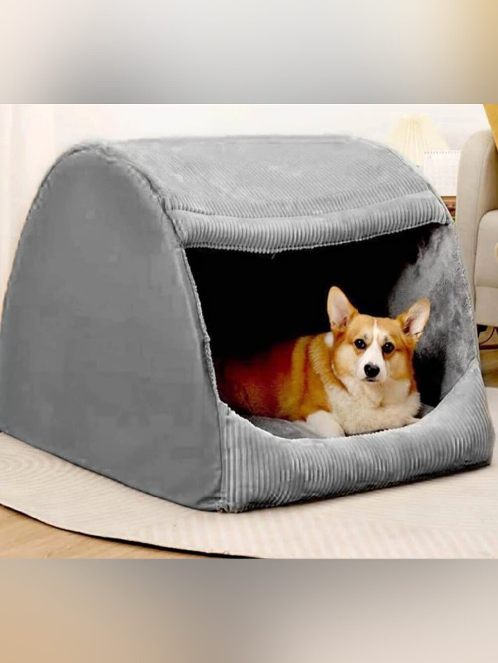 Funny Fuzzy Hooded Pet Bed- large (measurements in pics)